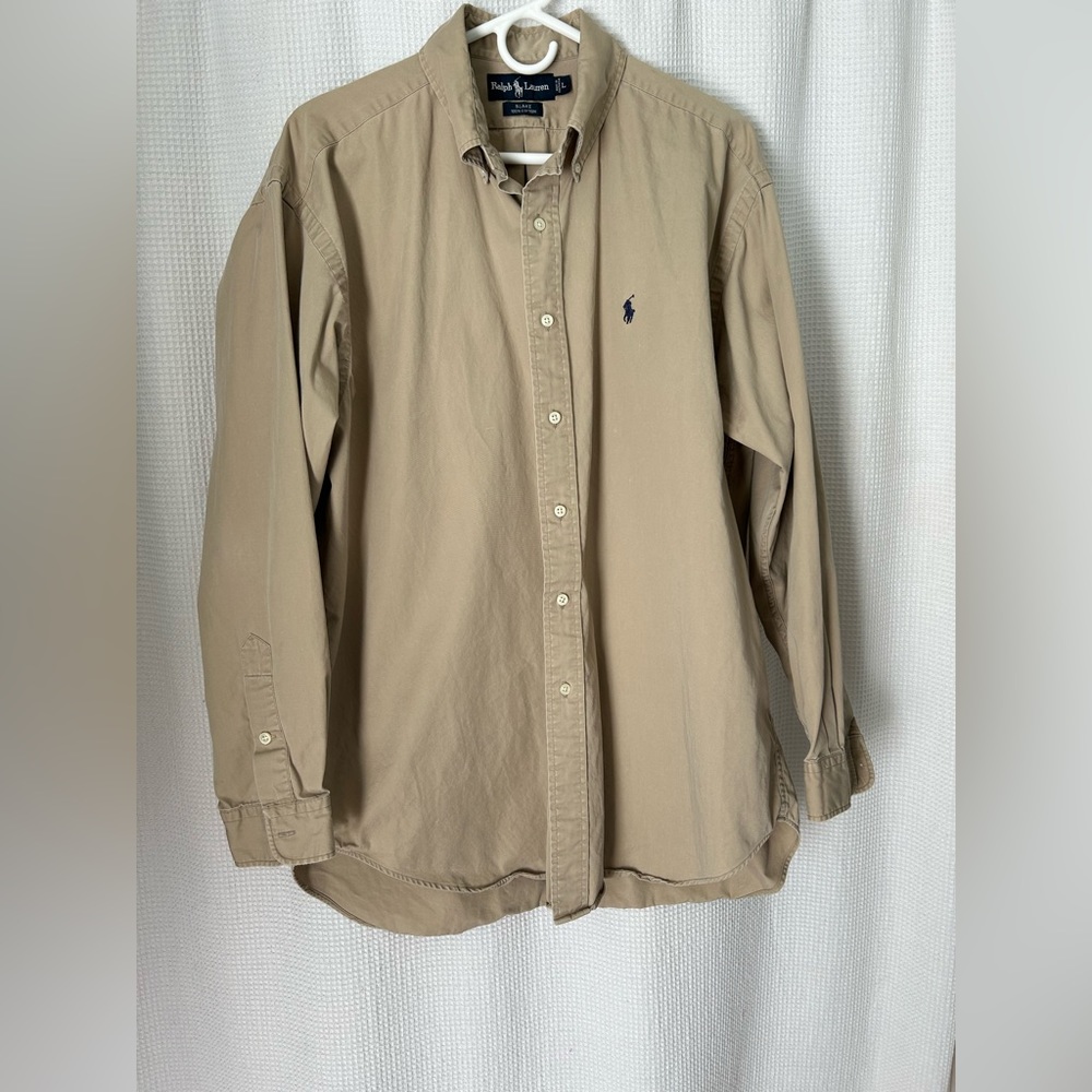 Ralph Lauren Mens Large Tan button‎ down